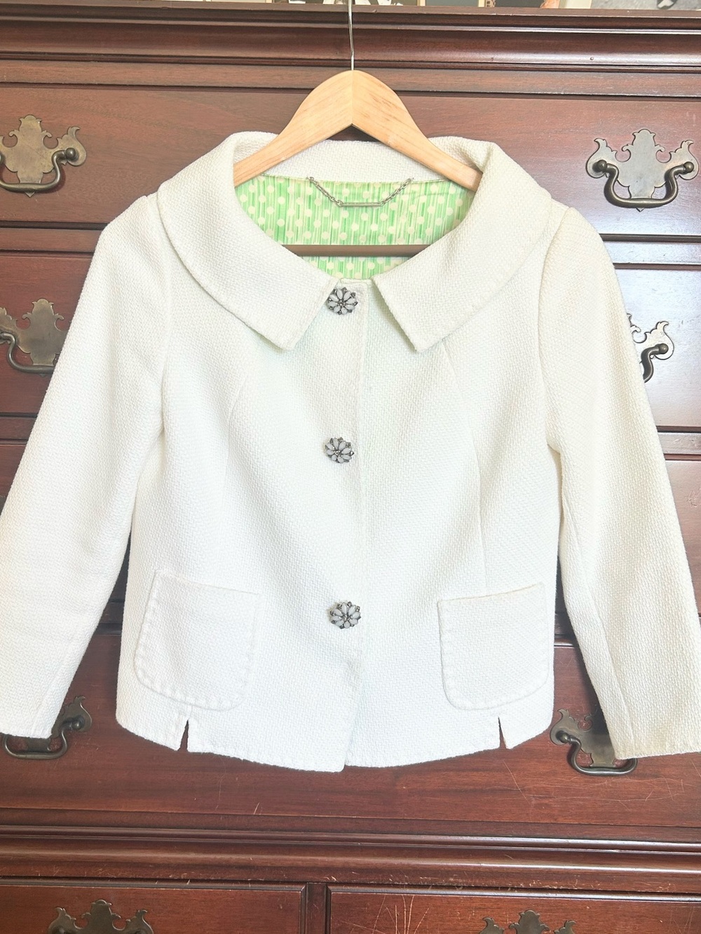 Elie Tahari Cotton Tweed Blazer with Decorative Buttons